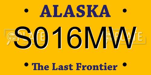 S016MW Alaska License Plate