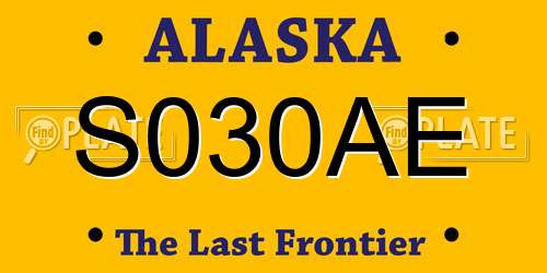 S030AE Alaska License Plate