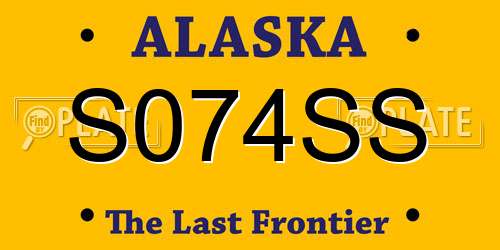 S074SS Alaska License Plate