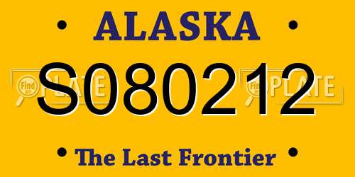 S080212 Alaska License Plate