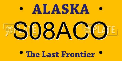 S08ACO Alaska License Plate