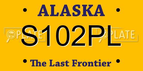 S102PL Alaska License Plate