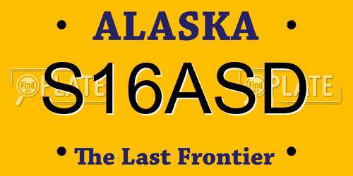 S16ASD Alaska License Plate
