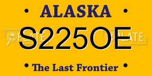 S225OE Alaska License Plate