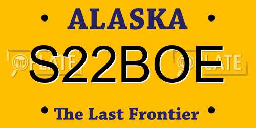 S22BOE Alaska License Plate