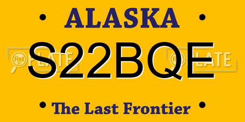 S22BQE Alaska License Plate