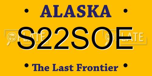 S22SOE Alaska License Plate