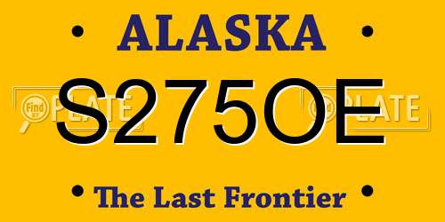 S275OE Alaska License Plate
