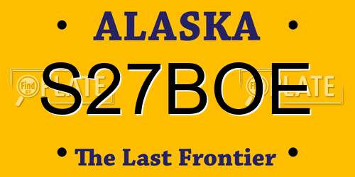 S27BOE Alaska License Plate