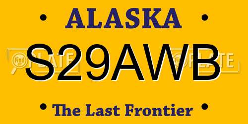 S29AWB Alaska License Plate