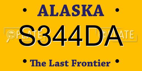 S344DA Alaska License Plate