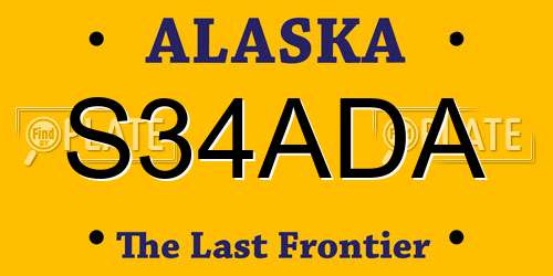 S34ADA Alaska License Plate