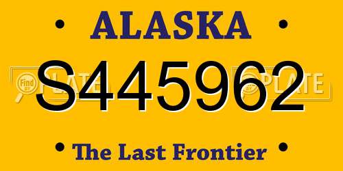 S445962 Alaska License Plate