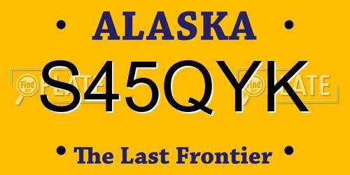 S45QYK Alaska License Plate