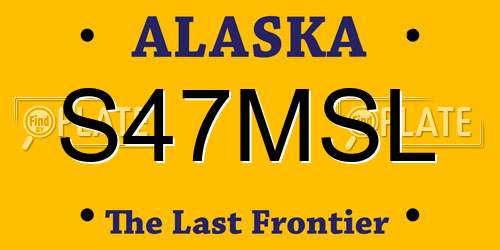 S47MSL Alaska License Plate