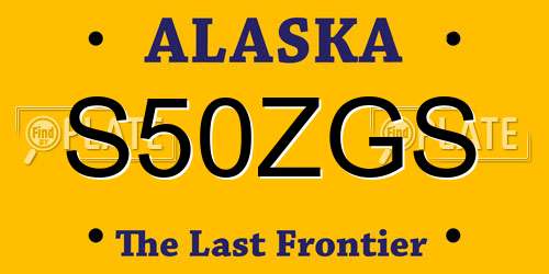 S50ZGS Alaska License Plate