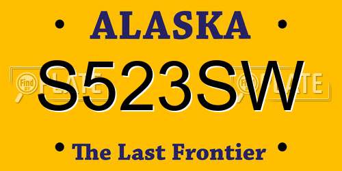 S523SW Alaska License Plate