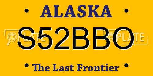 S52BBO Alaska License Plate