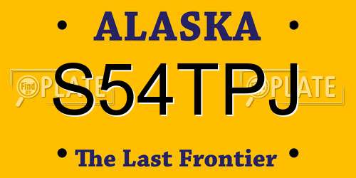 S54TPJ Alaska License Plate
