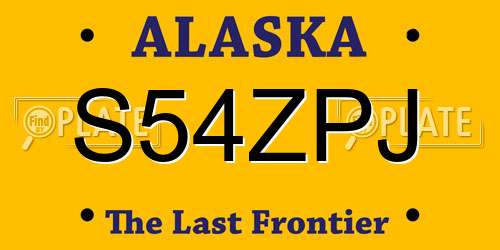 S54ZPJ Alaska License Plate