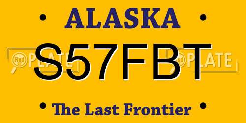 S57FBT Alaska License Plate