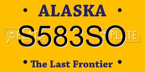S583SO Alaska License Plate