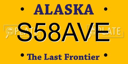 S58AVE Alaska License Plate