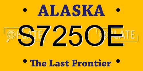 S725OE Alaska License Plate
