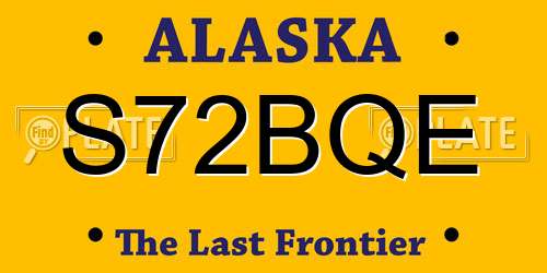 S72BQE Alaska License Plate