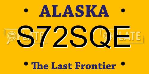 S72SQE Alaska License Plate
