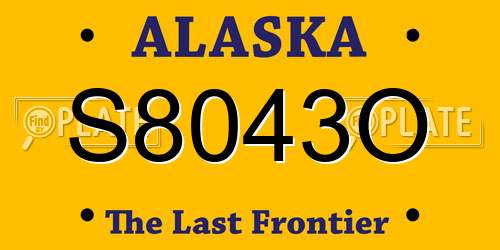 S8043O Alaska License Plate