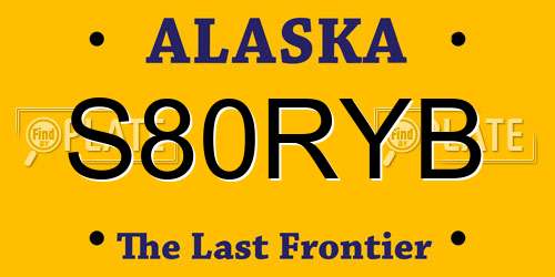 S80RYB Alaska License Plate