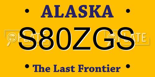 S80ZGS Alaska License Plate