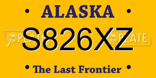S826XZ Alaska License Plate