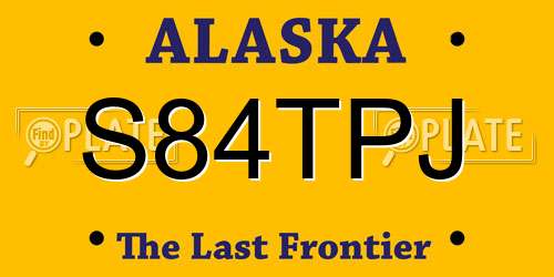 S84TPJ Alaska License Plate