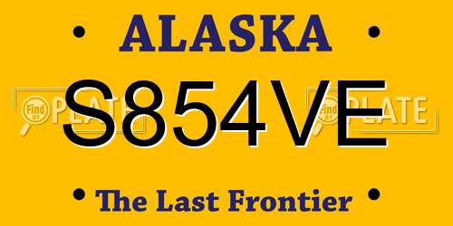 S854VE Alaska License Plate