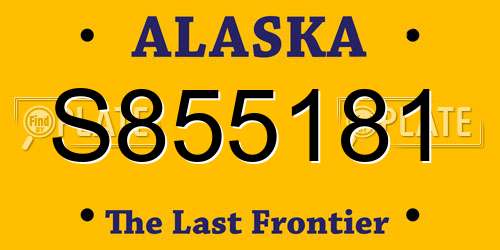 S855181 Alaska License Plate