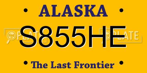 S855HE Alaska License Plate