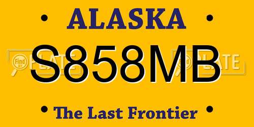 S858MB Alaska License Plate