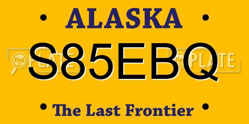S85EBQ Alaska License Plate