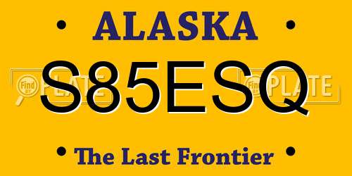 S85ESQ Alaska License Plate