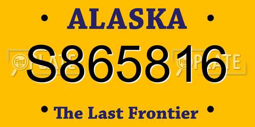 S865816 Alaska License Plate