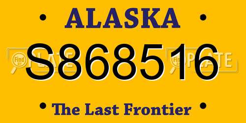 S868516 Alaska License Plate