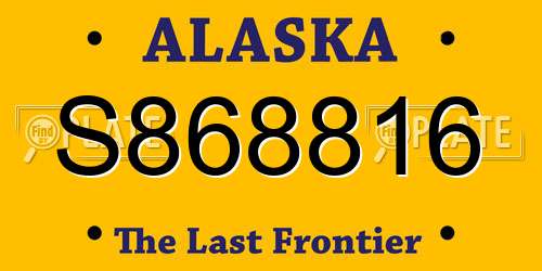 S868816 Alaska License Plate