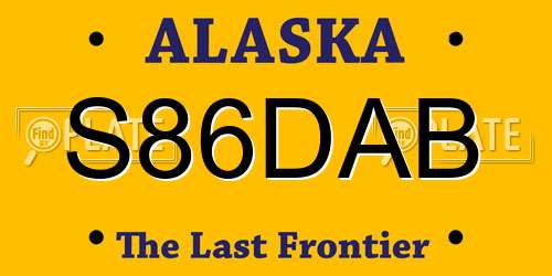 S86DAB Alaska License Plate