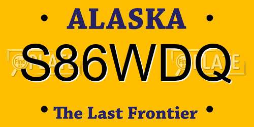S86WDQ Alaska License Plate
