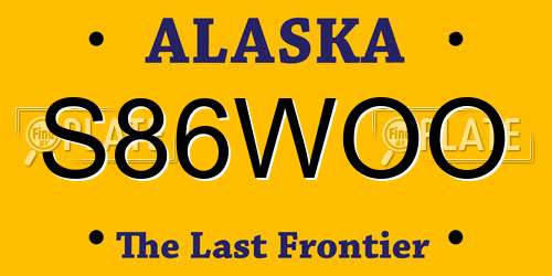 S86WOO Alaska License Plate