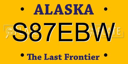 S87EBW Alaska License Plate