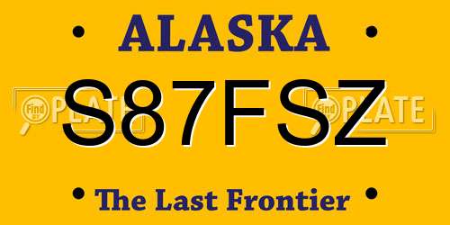 S87FSZ Alaska License Plate