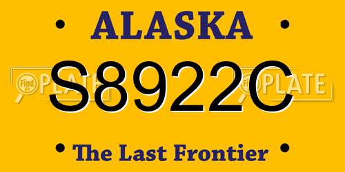 S8922C Alaska License Plate
